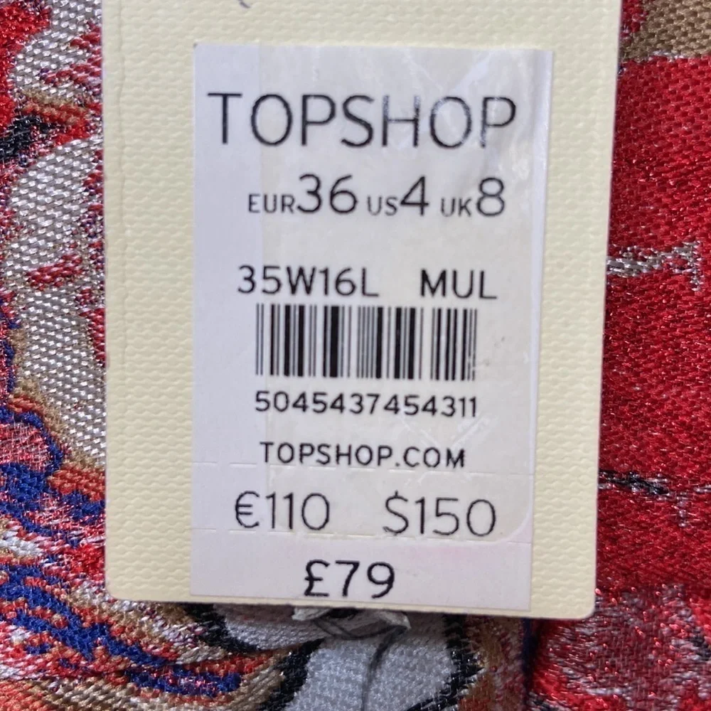 Topshop Women’s Metallic Floral Print Sleeveless Mini Dress Size 4 NWT - Picture 9 of 14